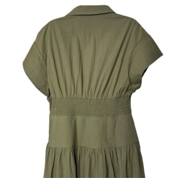 Tuckernuck Cameran Army Green Collared A-Line Midi Shirt Dress Size M NWT - Picture 9 of 12